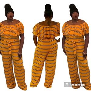 Off the shoulder ruffled jumpsuit